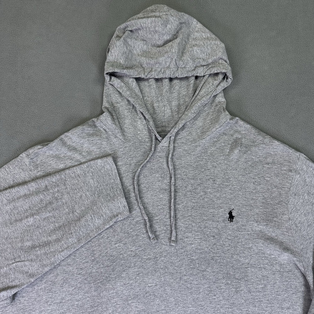 Polo Ralph Lauren Hoodie Sweatshirt 2XB Grey Soft Lightweight Jersey Cotton Prep